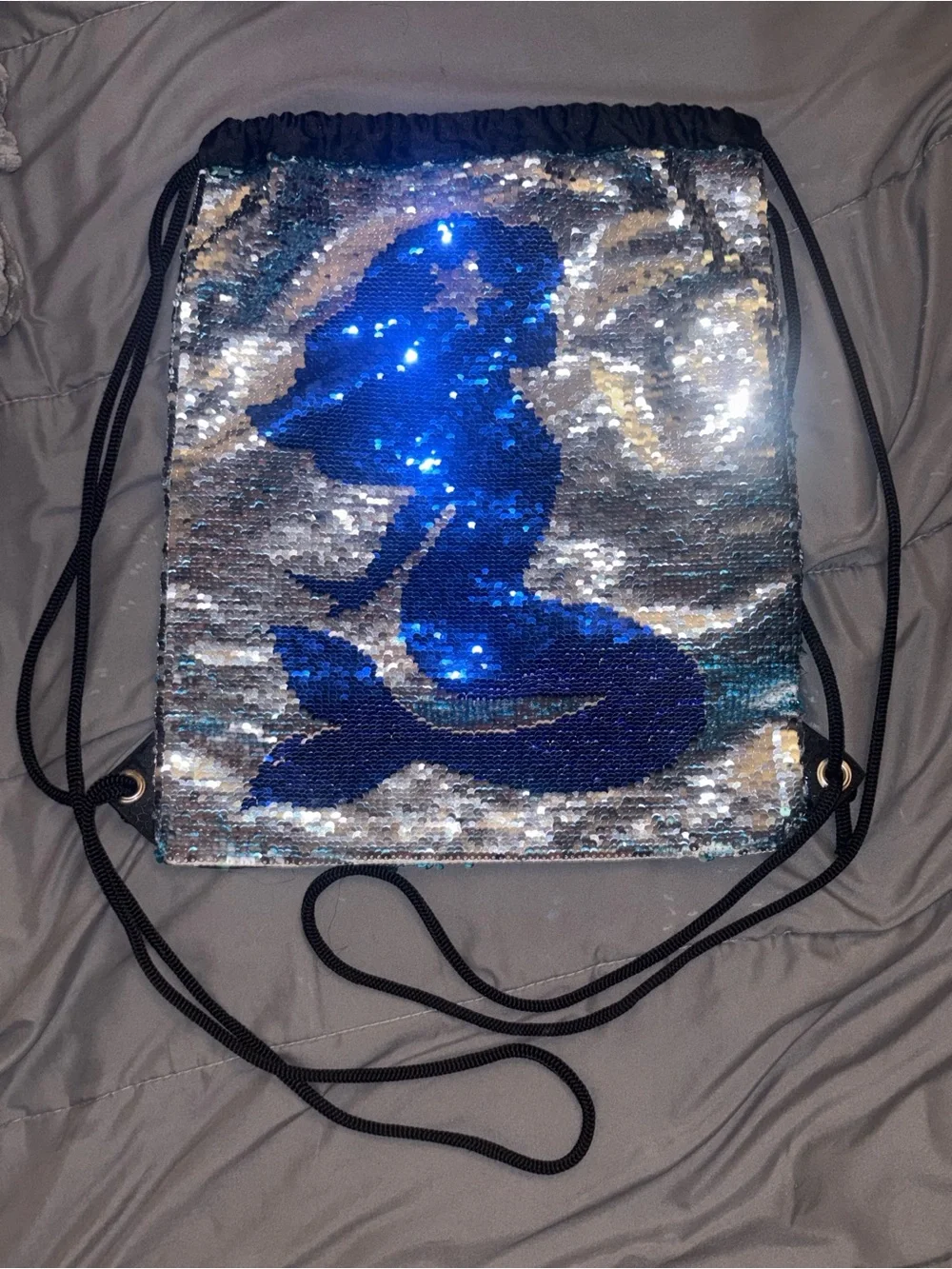 Mermaid Flip Sequin Drawstring Backpack Reversible Glitz Bag